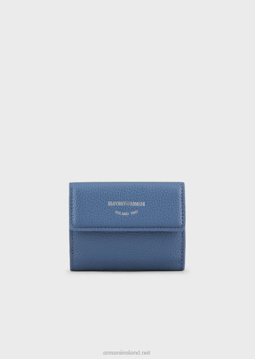 Women 086V897 Myea Trifold Wallet With Deer Print Armani Blue