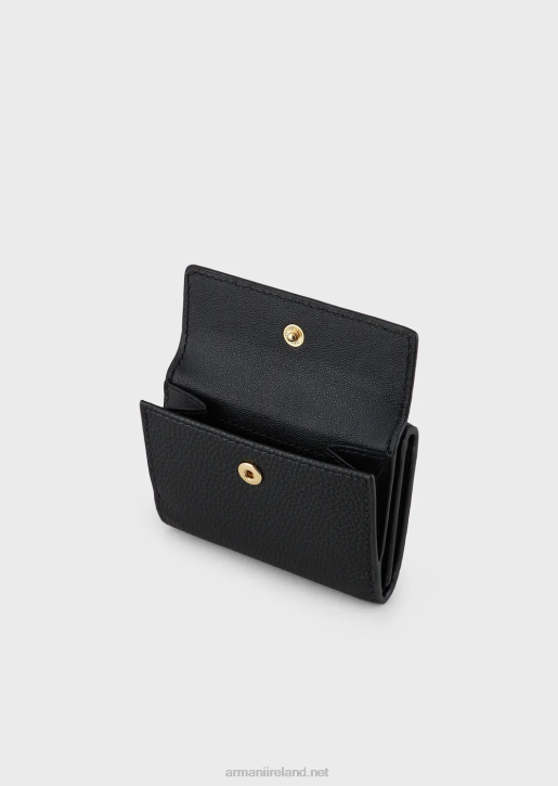 Women 086V907 Myea Trifold Wallet With Deer Print Armani Black