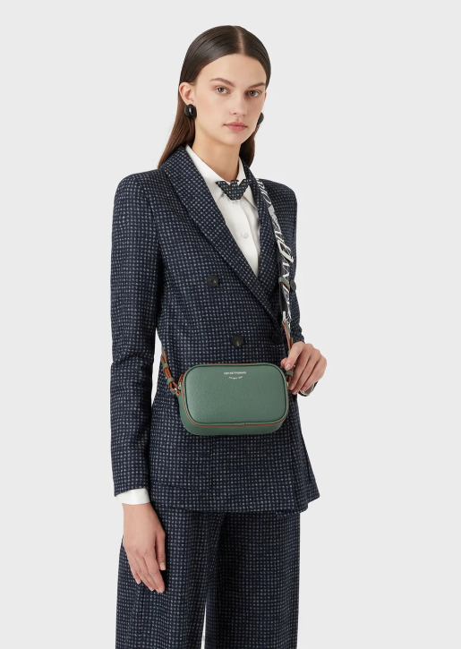 Women 086V584 Deer-Print Camera Case With Shoulder Strap Armani Green