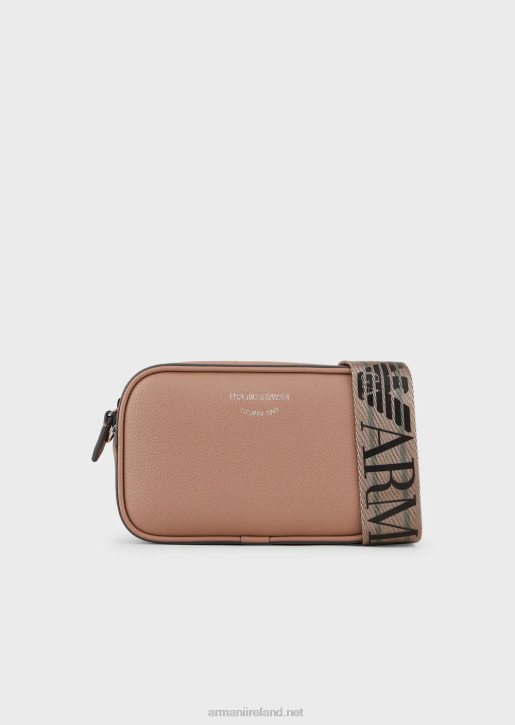 Women 086V586 Deer-Print Camera Case With Shoulder Strap Armani Camel