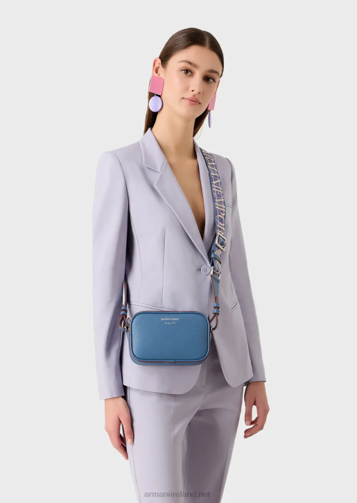 Women 086V587 Deer-Print Camera Case With Shoulder Strap Armani Blue