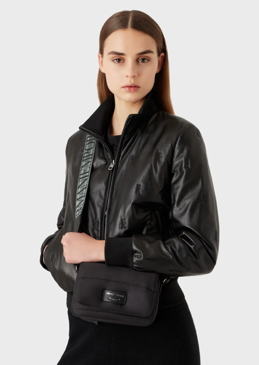 Women 086V589 Quilted Recycled Nylon Mini Bag Armani Black