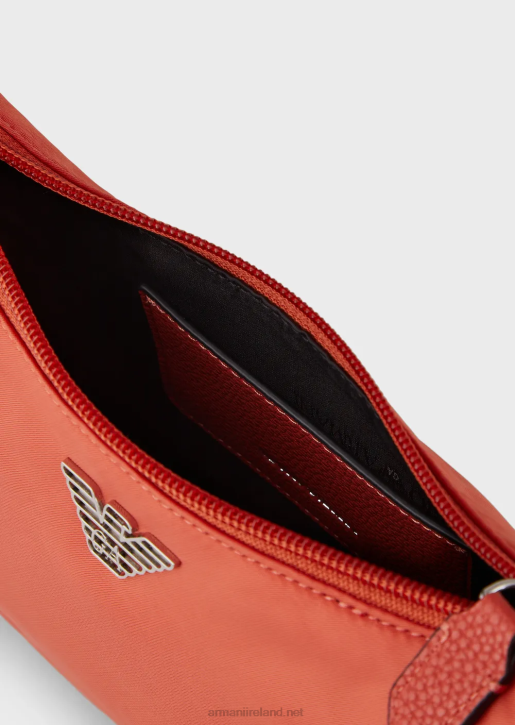 Women 086V590 Travel Essentials Recycled-Nylon Baguette Bag Armani Orange