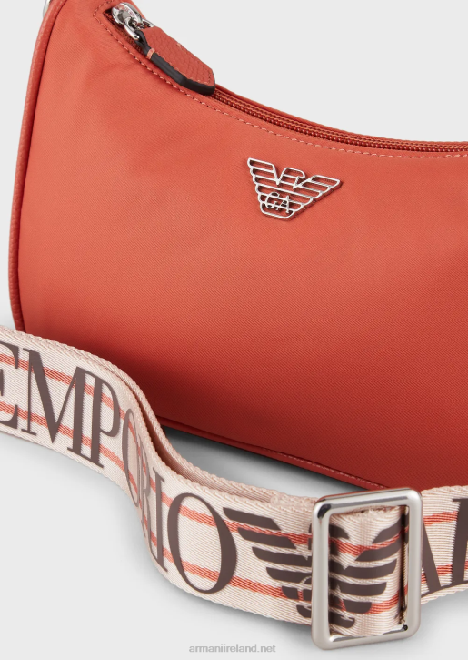 Women 086V590 Travel Essentials Recycled-Nylon Baguette Bag Armani Orange