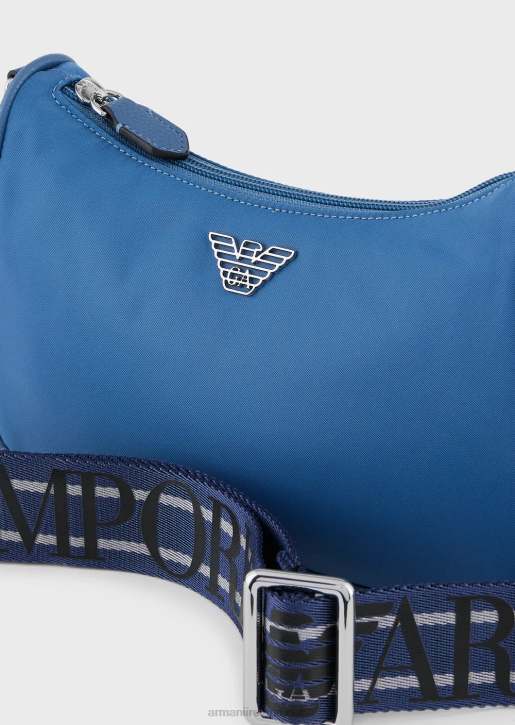 Women 086V592 Travel Essentials Recycled-Nylon Baguette Bag Armani Azure