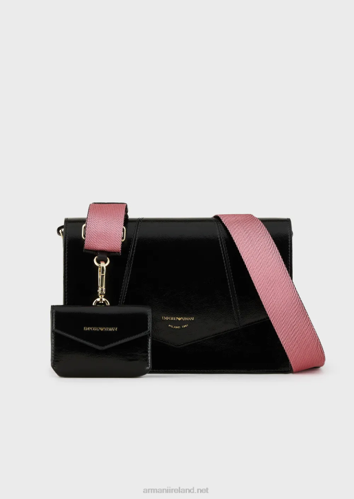 Women 086V612 Naplak-Effect Shoulder Bag With Card Holder Armani Black