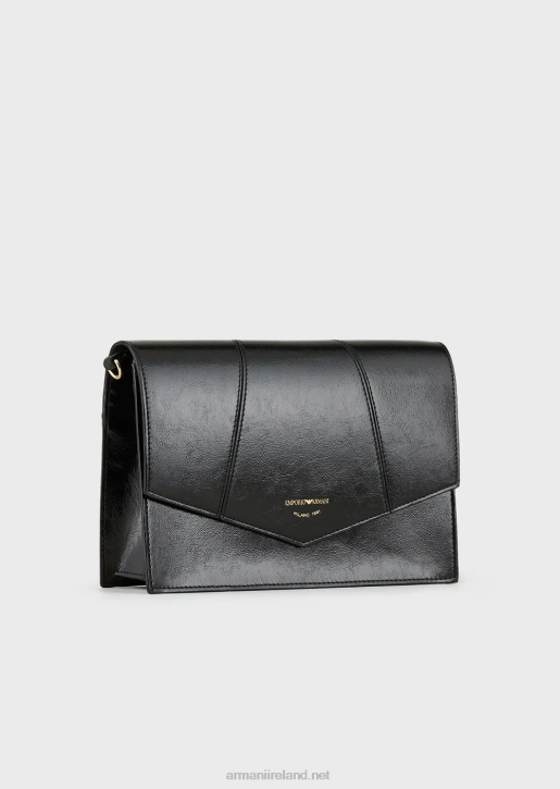 Women 086V612 Naplak-Effect Shoulder Bag With Card Holder Armani Black