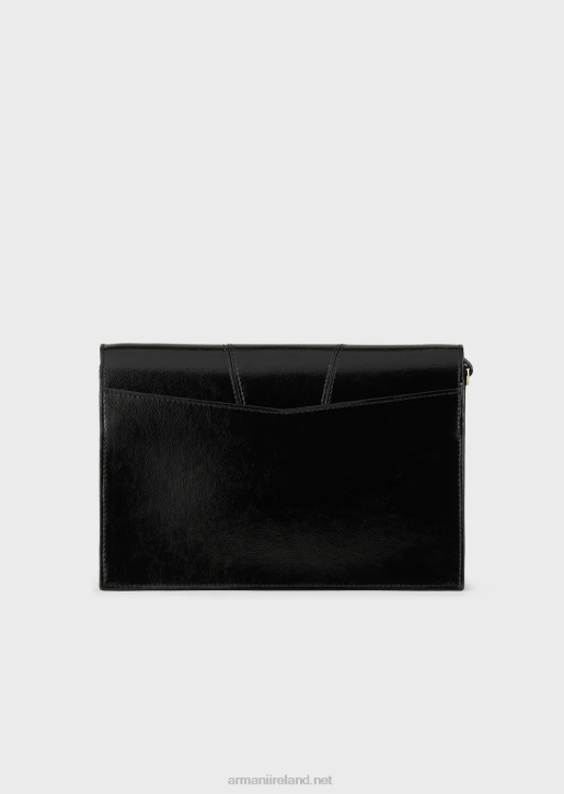 Women 086V612 Naplak-Effect Shoulder Bag With Card Holder Armani Black