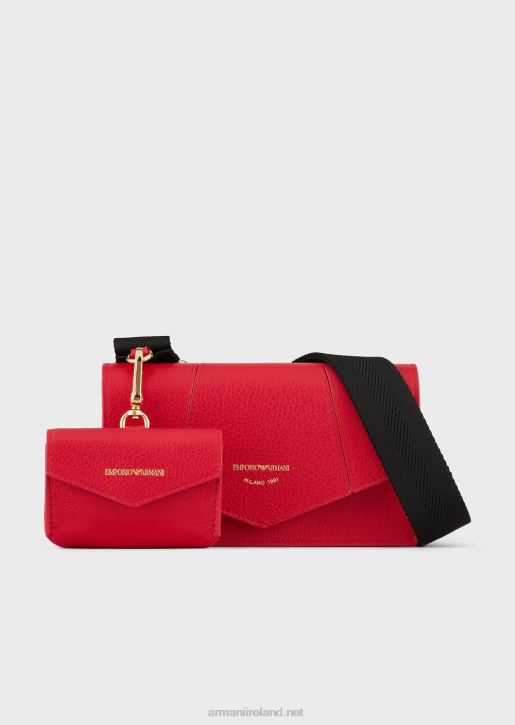 Women 086V614 Deerskin-Printed Leather Shoulder Bag With Card Holder Armani