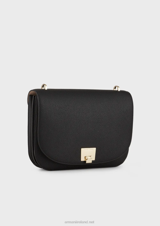 Women 086V615 Shoulder Bag With Deer-Print Flap Armani Black