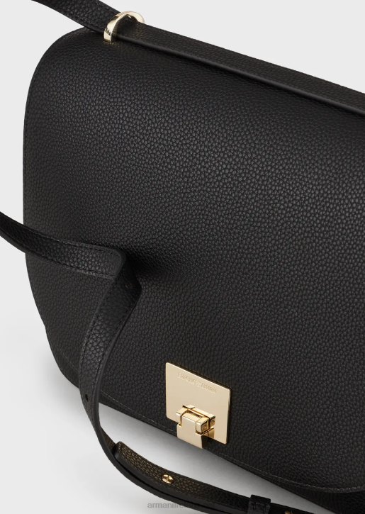 Women 086V615 Shoulder Bag With Deer-Print Flap Armani Black