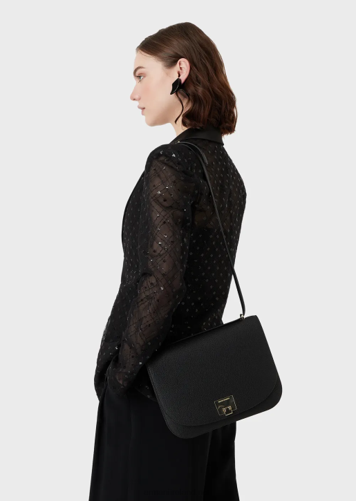 Women 086V615 Shoulder Bag With Deer-Print Flap Armani Black