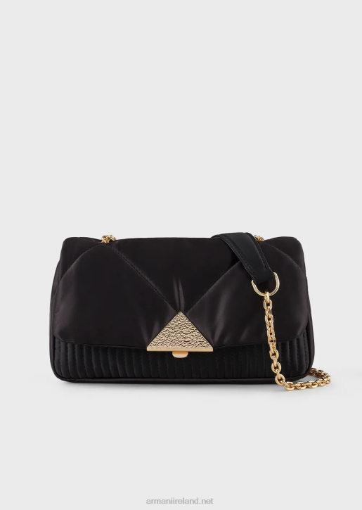 Women 086V620 Quilted Satin Clutch Bag With Shoulder Strap Armani Two-Tone
