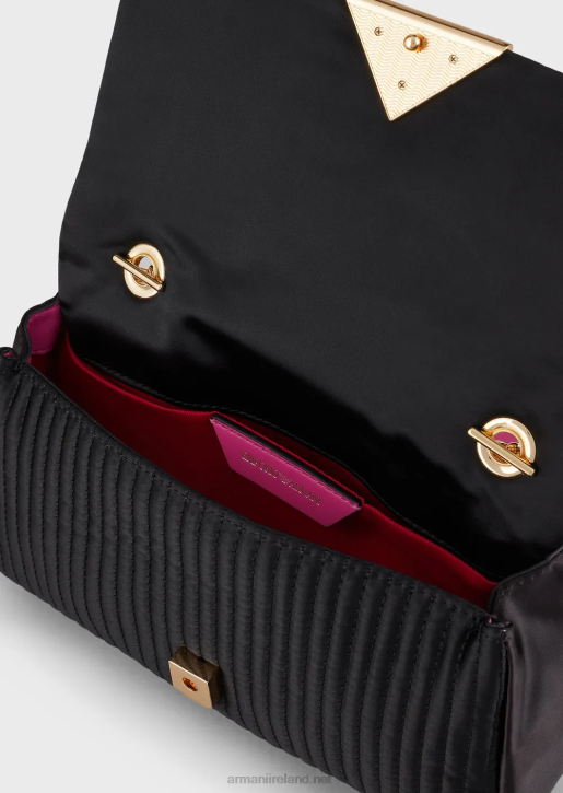 Women 086V620 Quilted Satin Clutch Bag With Shoulder Strap Armani Two-Tone