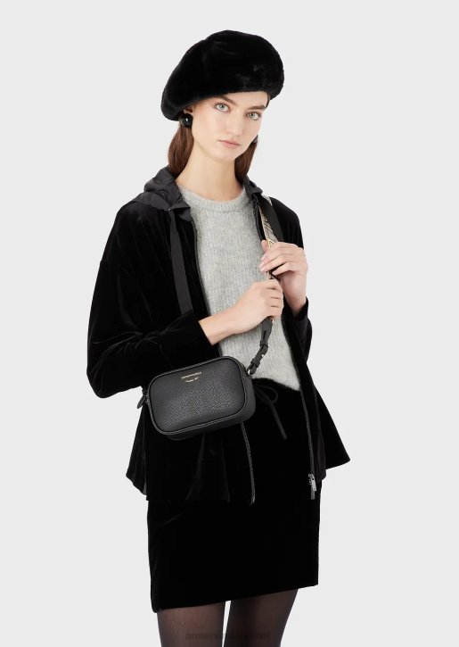 Women 086V625 Deer-Print Camera Case With Shoulder Strap Armani Black