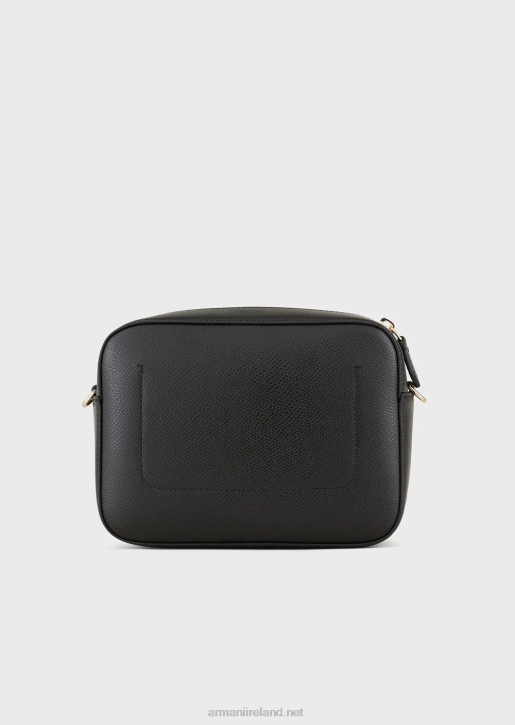 Women 086V629 Palmellato Leather-Finish Camera Case With Shoulder Strap Armani Black Logo
