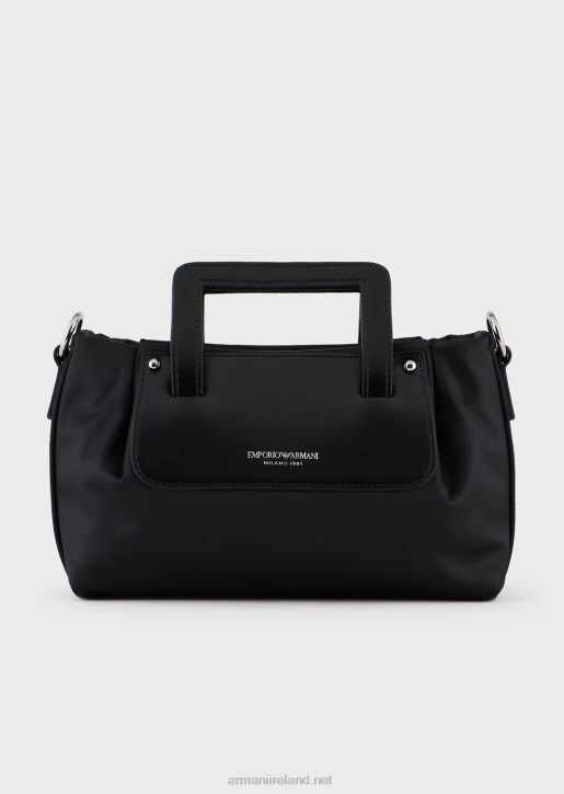 Women 086V634 Small Satin-Nylon Handbag With Shoulder Strap Armani Black
