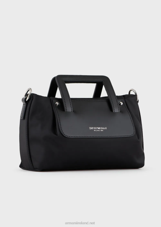 Women 086V634 Small Satin-Nylon Handbag With Shoulder Strap Armani Black