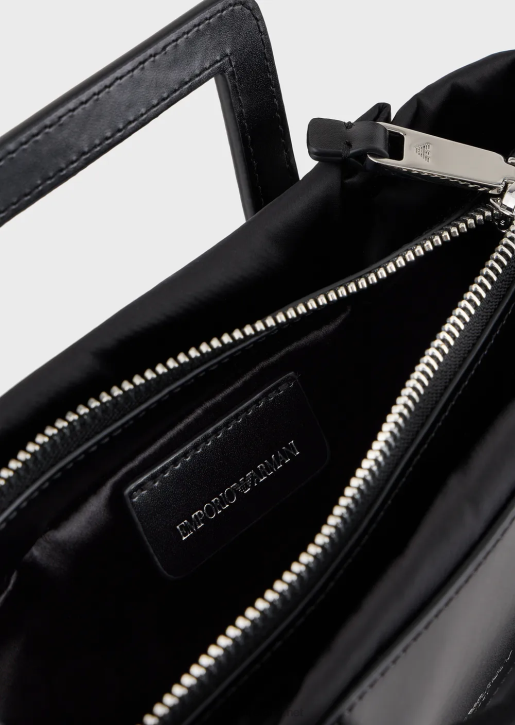 Women 086V634 Small Satin-Nylon Handbag With Shoulder Strap Armani Black