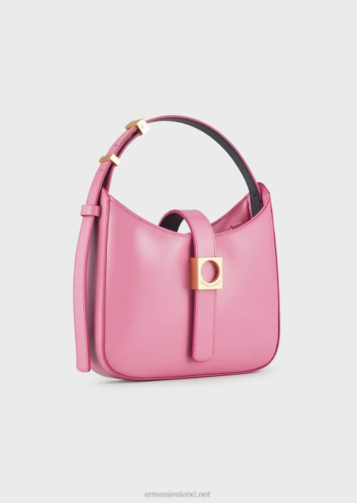 Women 086V635 Brushed-Leather Hobo Bag With Strap Armani Pink