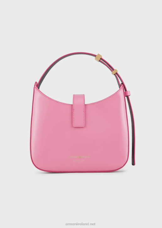 Women 086V635 Brushed-Leather Hobo Bag With Strap Armani Pink