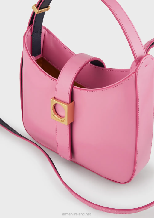 Women 086V635 Brushed-Leather Hobo Bag With Strap Armani Pink