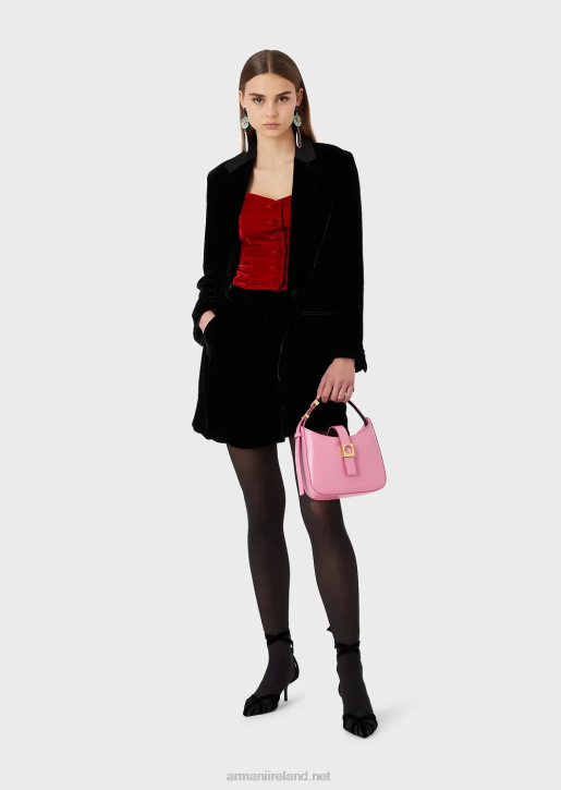 Women 086V635 Brushed-Leather Hobo Bag With Strap Armani Pink