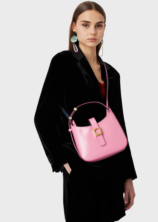 Women 086V635 Brushed-Leather Hobo Bag With Strap Armani Pink