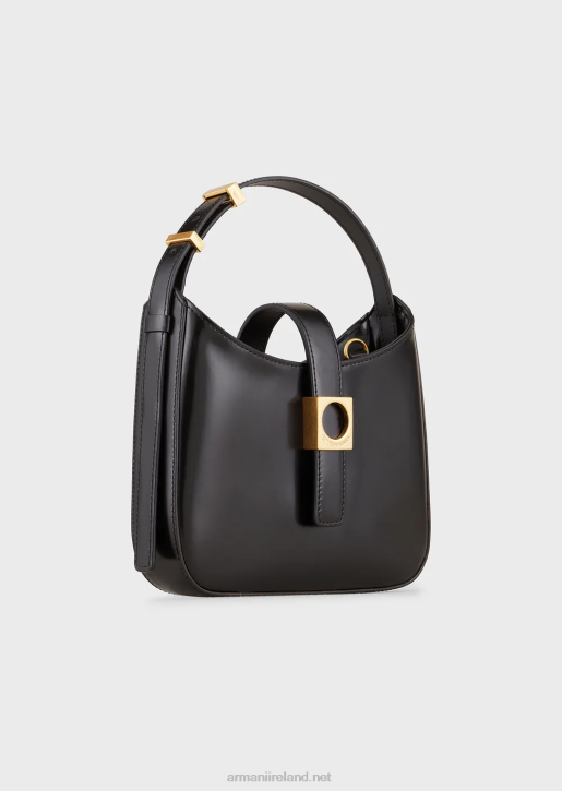 Women 086V636 Brushed-Leather Hobo Bag With Strap Armani Black