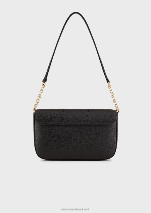 Women 086V640 Deer-Print Leather Shoulder Bag With Chain Strap Armani Black