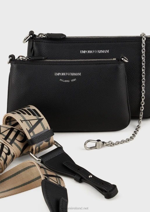 Women 086V651 Deer-Print Double Mini Bag With Shoulder Strap Armani Black