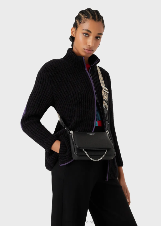 Women 086V651 Deer-Print Double Mini Bag With Shoulder Strap Armani Black
