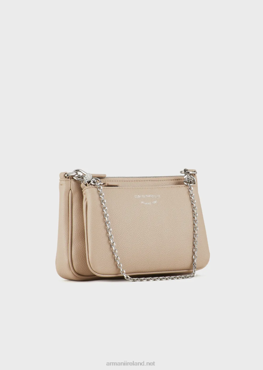 Women 086V652 Deer-Print Double Mini Bag With Shoulder Strap Armani Beige