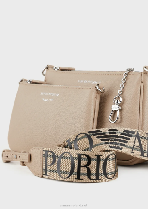 Women 086V652 Deer-Print Double Mini Bag With Shoulder Strap Armani Beige