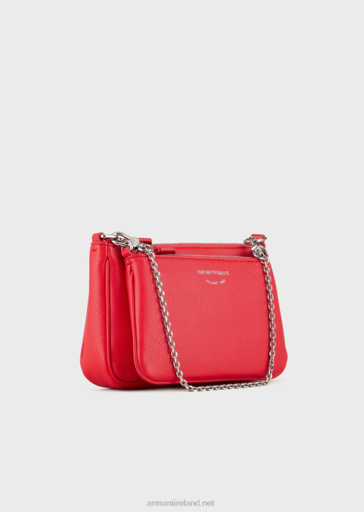 Women 086V653 Deer-Print Double Mini Bag With Shoulder Strap Armani Red