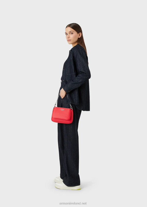 Women 086V653 Deer-Print Double Mini Bag With Shoulder Strap Armani Red
