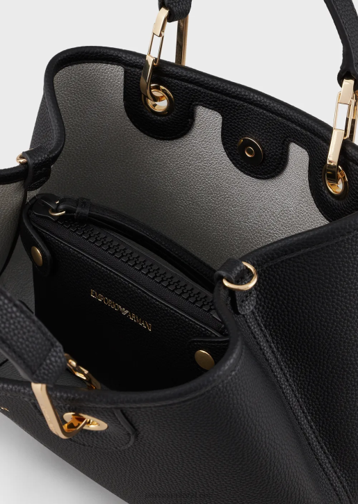 Women 086V654 Myea Bag Small Shopper Bag With Deer Print Armani Deep Black