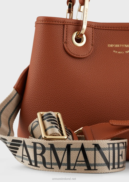 Women 086V655 Myea Bag Small Shopper Bag With Deer Print Armani Buff