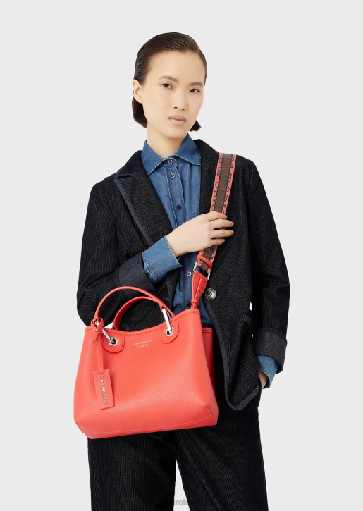 Women 086V662 Myea Bag Small Shopper Bag With Deer Print Armani Orange