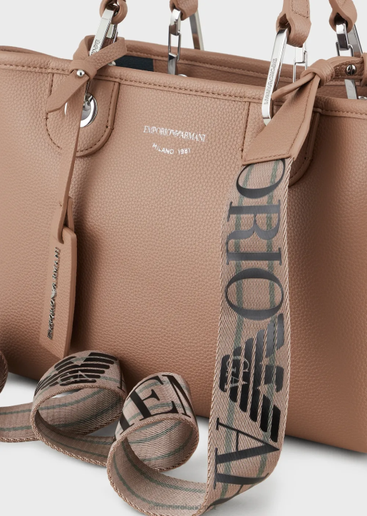 Women 086V664 Myea Bag Small Shopper Bag With Deer Print Armani Camel
