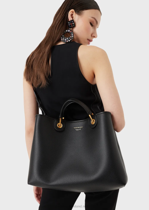 Women 086V672 Medium Myea Shopper Bag With Deer Print Armani Deep Black