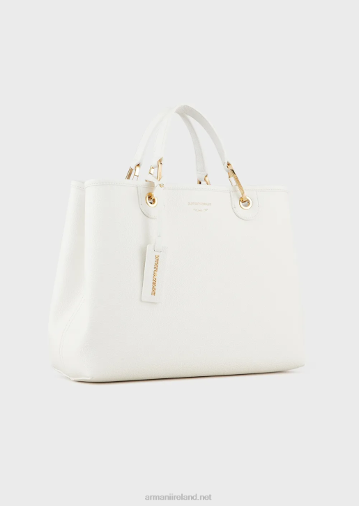 Women 086V674 Medium Myea Shopper Bag With Deer Print Armani White