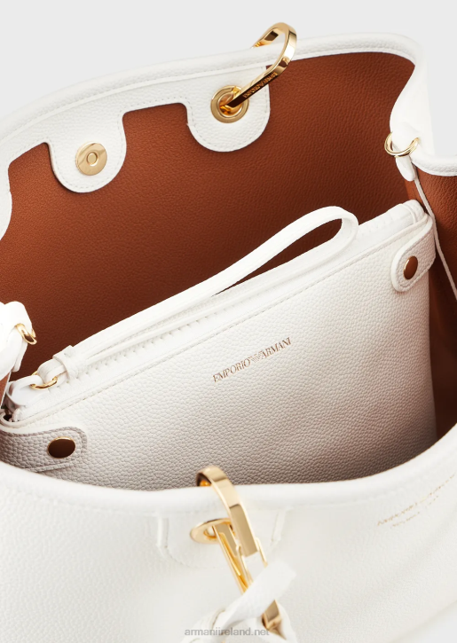Women 086V674 Medium Myea Shopper Bag With Deer Print Armani White