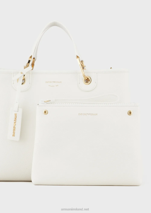Women 086V674 Medium Myea Shopper Bag With Deer Print Armani White