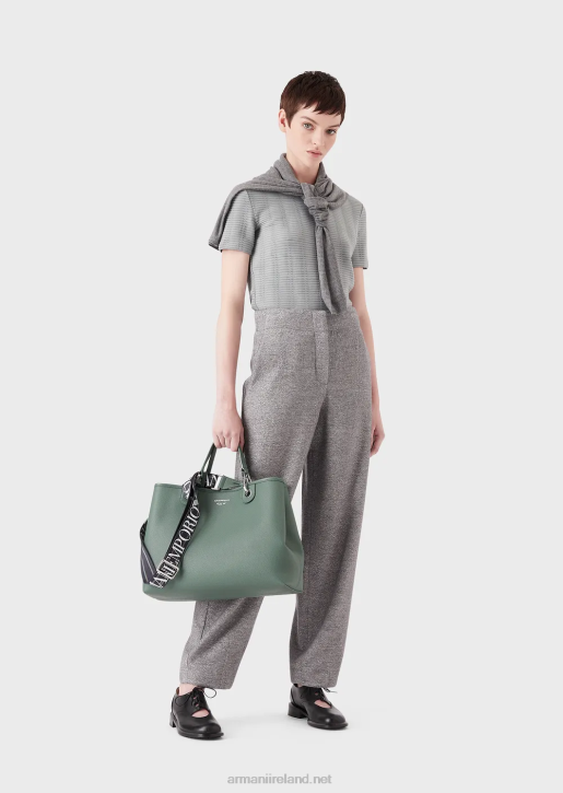 Women 086V681 Medium Myea Shopper Bag With Deer Print Armani Green