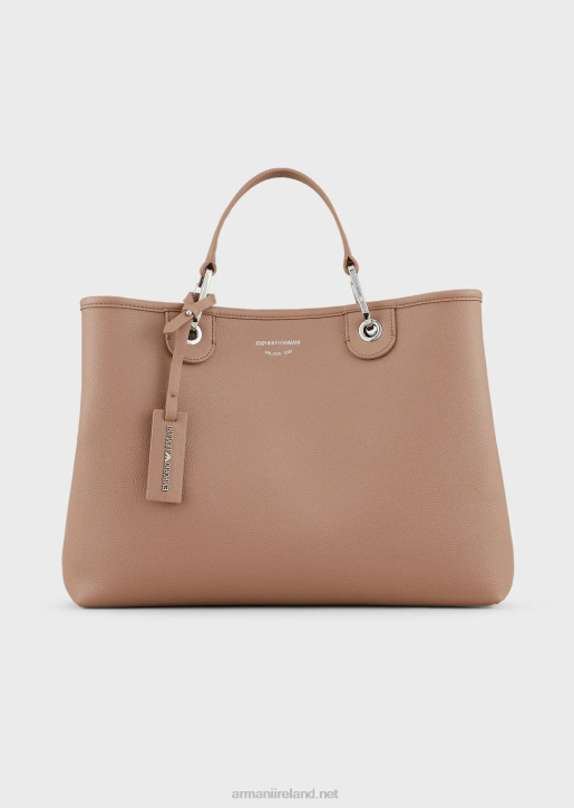 Women 086V684 Medium Myea Shopper Bag With Deer Print Armani Camel
