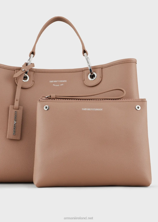 Women 086V684 Medium Myea Shopper Bag With Deer Print Armani Camel