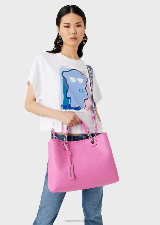 Women 086V685 Medium Myea Shopper Bag With Deer Print Armani Fuchsia