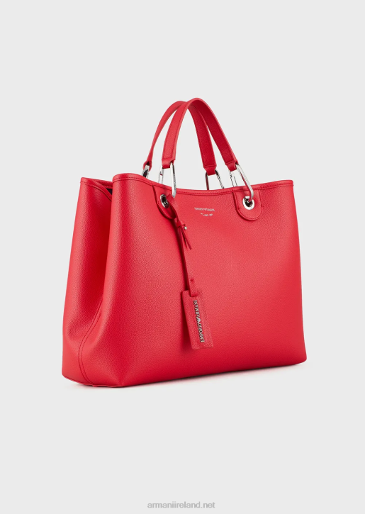 Women 086V687 Medium Myea Shopper Bag With Deer Print Armani Coral