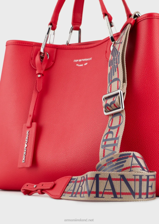 Women 086V687 Medium Myea Shopper Bag With Deer Print Armani Coral